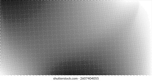 Grunge halftone gradient background. Faded grit noise texture. White and black sand style wallpaper. Retro pixelated backdrop. Anime or manga style comic overlay. Vector graphic design textured