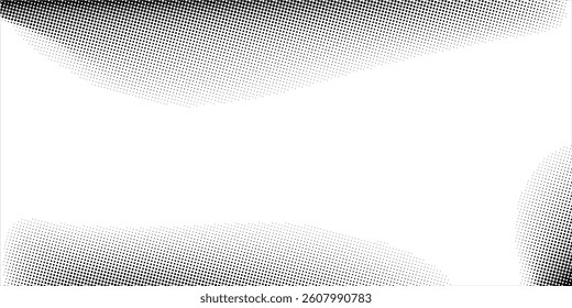 Grunge halftone gradient background. Faded grit noise texture. White and black sand wallpaper. Retro pixelated backdrop. Anime or manga style comic overlay style