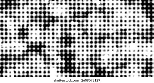 Grunge halftone gradient background. Faded grit noise texture. White and black sand wallpaper. Retro pixelated backdrop. Anime or manga style comic