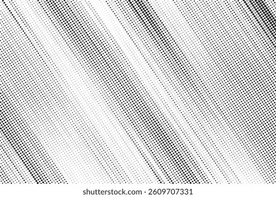 Grunge halftone gradient background. Faded grit noise texture. White and black sand wallpaper. Retro pixelated backdrop. Anime or manga style comic overlay. Vector graphic design textured template