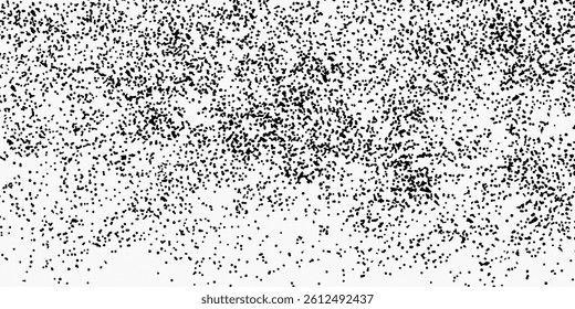 Grunge halftone gradient background. Faded grit noise texture. White and black sand wallpaper. Retro pixelated backdrop. 