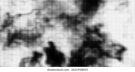 Plano de fundo gradiente de meio-tom do Grunge. Textura de ruído de grão desbotado. Papel de parede de areia branca e preta. Fundo retro pixelizado. Sobreposição de quadrinhos em estilo anime ou mangá