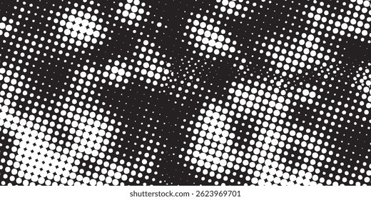 Plano de fundo gradiente de meio-tom do Grunge. Textura de ruído de grão desbotado. Papel de parede de areia branca e preta. Fundo retro pixelizado. Anime ou mangá estilo quadrinhos