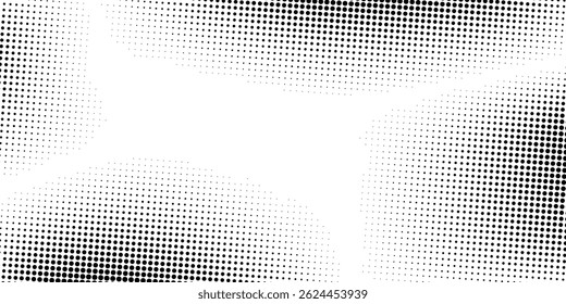Grunge halftone gradient background. Faded grit noise texture. White and black sand wallpaper. Retro pixelated backdrop abstract