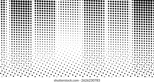 Plano de fundo gradiente de meio-tom do Grunge. Textura de ruído de grão desbotado. Papel de parede de areia branca e preta. Fundo retro pixelizado. Anime ou manga estilo história em quadrinhos. Modelo texturizado de design gráfico vetorial