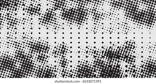 Grunge halftone gradient background. Faded grit noise texture. White and black sandy wallpaper. Retro pixelated backdrop. Anime or manga style comic overlay.  good simple art