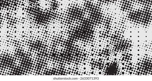 Grunge halftone gradient background. Faded grit noise texture. White and black sandy wallpaper. Retro pixelated backdrop. Anime or manga style comic overlay.  good simple art