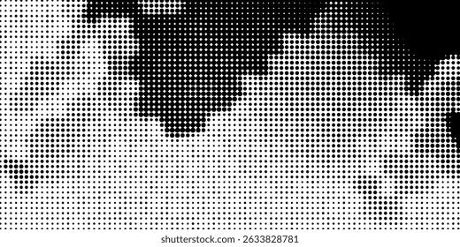 Grunge halftone gradient background. Faded grit noise texture. White and black sand wallpaper. Retro pixelated backdrop