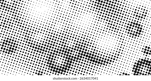 Grunge halftone gradient background. Faded grit noise texture. White and black sand wallpaper. Retro pixelated backdrop. Anime or manga style comic overlay. Vector graphic design textured template