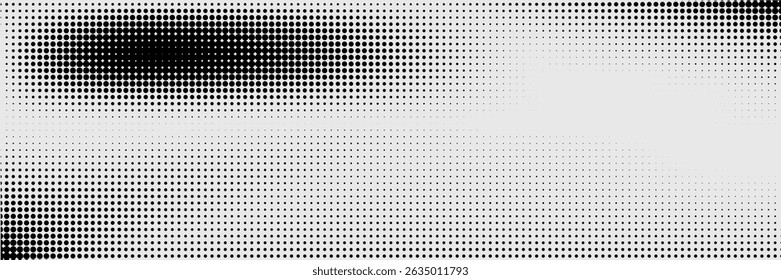 Grunge halftone gradient background. Faded grit noise texture. White and black sand wallpaper. Retro pixelated backdrop. Anime or manga style comic overlay. Vector graphic design textured template