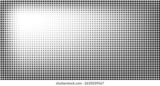 Grunge halftone gradient background. Faded grit noise texture. White and black sand wallpaper. Retro pixelated backdrop. Anime or manga style comic overlay. Vector graphic design textured template