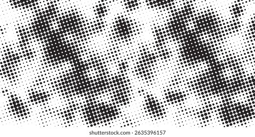 Grunge halftone gradient background. Faded grit noise texture. White and black sand wallpaper. Retro pixelated backdrop. Anime or manga style comic