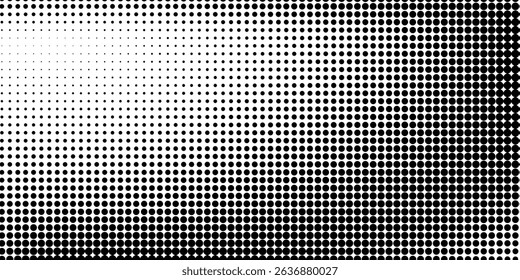 Grunge halftone gradient background. Faded grit noise texture. White and black sand wallpaper. Retro pixelated backdrop. Anime or manga style comic overlay. Vector graphic design textured template