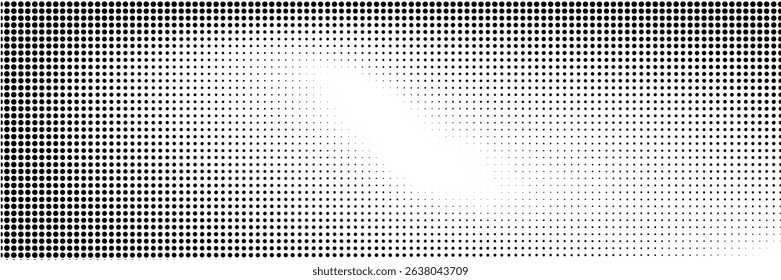 Grunge halftone gradient background. Faded dotted grit noise texture. Black and white rasterized sand wallpaper. Retro pixelated bitmap backdrop. Aged anime or manga comic grain overlay