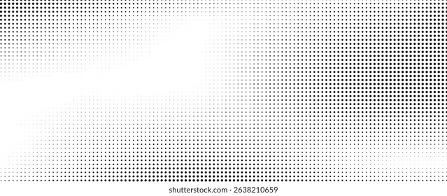 Grunge halftone gradient background. Faded grit noise texture. White and black sand wallpaper. Retro pixelated backdrop. Anime or manga style comic overlay. Vector graphic design textured template