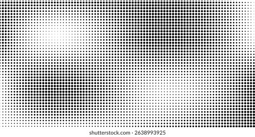 Grunge halftone gradient background. Faded grit noise texture. White and black sand wallpaper. Retro pixelated backdrop. Anime or manga style comic overlay. Vector graphic design textured template