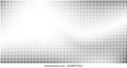 Grunge halftone gradient background. Faded grit noise texture. White and black sand wallpaper. Retro pixelated backdrop. Anime or manga style comic overlay. Vector graphic design textured template