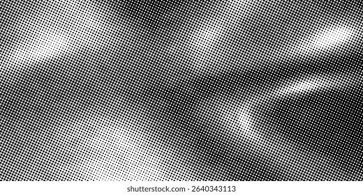 Grunge halftone gradient background. Faded grit noise texture. White and black sandy wallpaper. Retro pixelated backdrop. Anime or manga style comic overlay