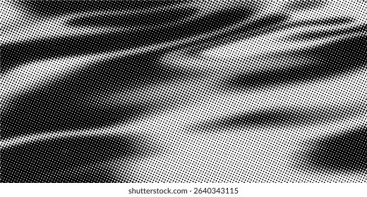 Grunge halftone gradient background. Faded grit noise texture. White and black sandy wallpaper. Retro pixelated backdrop. Anime or manga style comic overlay