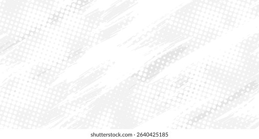 Grunge halftone gradient background. Faded grit noise texture. White and black sand wallpaper. Retro pixelated backdrop. Anime or manga style comic overlay. Vector graphic design textured template