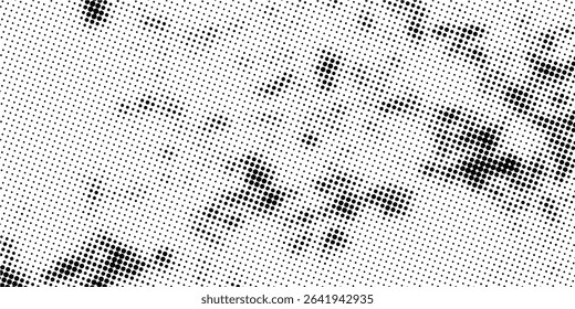 Grunge halftone gradient background. Faded grit noise texture. White and black sand wallpaper. Retro pixelated backdrop. Anime or manga style comic overlay. modern