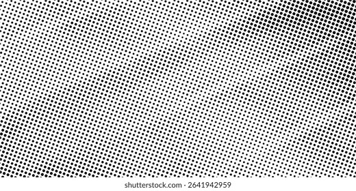 Grunge halftone gradient background. Faded grit noise texture. White and black sand wallpaper. Retro pixelated backdrop. Anime or manga style comic overlay. Vector graphic design textured template