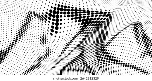 Plano de fundo gradiente de meio-tom do Grunge. Textura de ruído de grão desbotado. Papel de parede de areia branca e preta. Fundo retro pixelizado. Anime ou manga estilo história em quadrinhos. Modelo texturizado de design gráfico vetorial