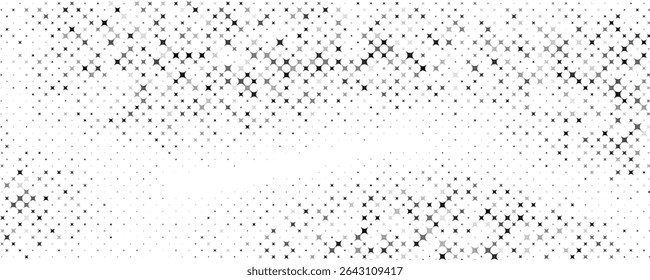 Plano de fundo gradiente de meio-tom do Grunge. Textura de ruído de grão desbotado. Papel de parede de areia branca e preta. Fundo retro pixelizado. Anime ou manga estilo história em quadrinhos. Modelo texturizado de ponto dinâmico de vetor