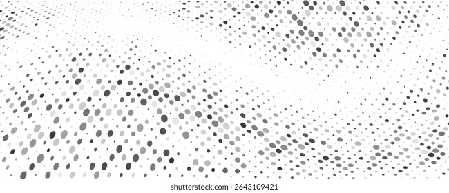 Plano de fundo gradiente de meio-tom do Grunge. Textura de ruído de grão desbotado. Papel de parede de areia branca e preta. Fundo retro pixelizado. Anime ou manga estilo história em quadrinhos. Modelo texturizado de ponto dinâmico de vetor