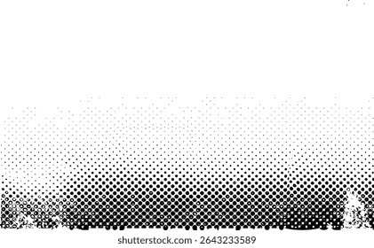 Plano de fundo gradiente de meio-tom do Grunge. Textura de ruído de grão desbotado. Papel de parede de areia branca e preta. Fundo retro pixelizado. Anime ou manga estilo história em quadrinhos. Modelo texturizado de design gráfico vetorial