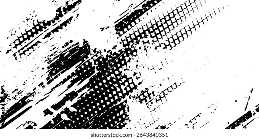 Plano de fundo gradiente de meio-tom do Grunge. Textura de ruído de grão desbotado. Papel de parede de areia branca e preta. Fundo retro pixelizado. Anime ou manga estilo história em quadrinhos. Modelo texturizado de design gráfico vetorial
