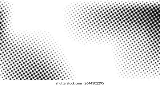 Grunge halftone gradient background. Faded grit noise texture. White and black sandy wallpaper. Retro pixelated backdrop. Anime or manga style comic overlay. vector eps10