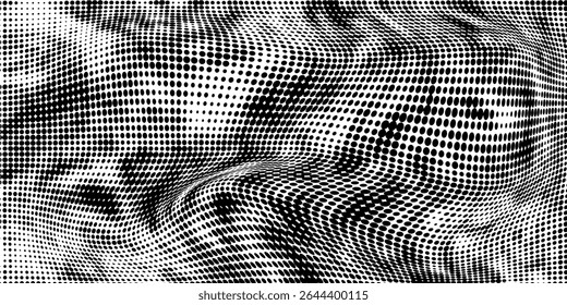 Grunge halftone gradient background. Faded grit noise texture. White and black sand wallpaper. Anime or manga style comic overlay. Vector graphic design textured template