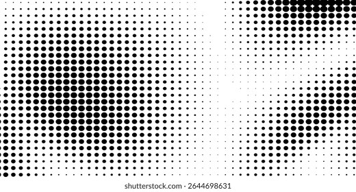 Grunge halftone gradient background. Faded grit noise texture. White and black sand wallpaper. Retro pixelated backdrop. Anime or manga style comic