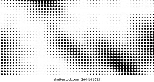 Grunge halftone gradient background. Faded grit noise texture. White and black sand wallpaper. Retro pixelated backdrop. Anime or manga style comic