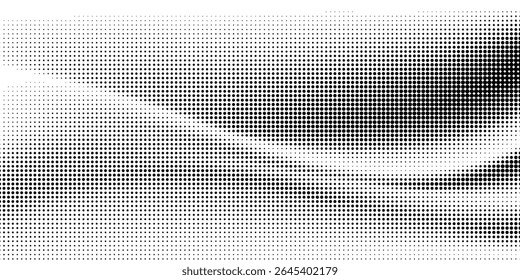 Grunge halftone gradient background. Faded grit noise texture. White and black sand wallpaper. Retro pixelated backdrop. Anime or manga style comic overlay. Vector graphic design textured template