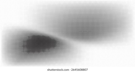 Grunge halftone gradient background. Faded grit noise texture. White and black sand wallpaper. Retro pixelated backdrop. Anime or manga style comic overlay. Vector graphic design textured template
