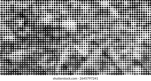 Grunge medio tono gradiente de fondo. Textura de ruido de grano desvanecido. Fondo de pantalla de arena blanco y negro. Fondo pixelado retro. 