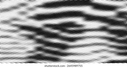 Grunge halftone gradient background. Faded grit noise texture. White and black sand wallpaper. Retro pixelated backdrop. Anime or manga style comic overlay. Vector graphic design textured template
