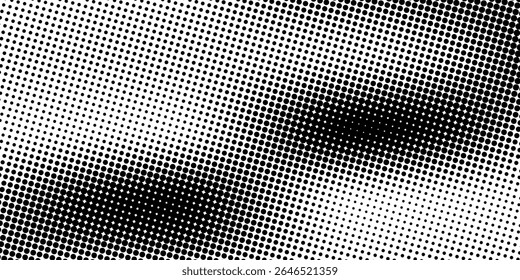 Grunge halftone gradient background. Faded grit noise texture. White and black sand wallpaper. Retro pixelated backdrop. Anime or manga style comic overlay Vector