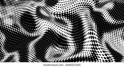 Grunge halftone gradient background. Faded grit noise texture. White and black sand wallpaper. Retro pixelated backdrop. Anime or manga style comic overlay Vector