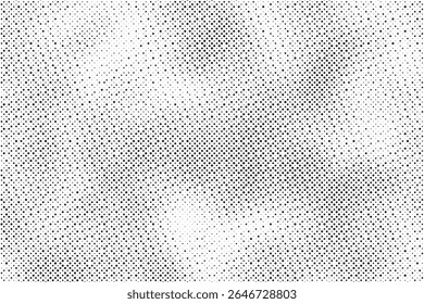 Grunge halftone gradient background. Faded grit noise texture. White and black sand wallpaper. Retro pixelated backdrop. Anime or manga style comic overlay. Vector graphic design textured template