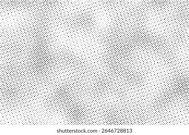 Grunge halftone gradient background. Faded grit noise texture. White and black sand wallpaper. Retro pixelated backdrop. Anime or manga style comic overlay. Vector graphic design textured template