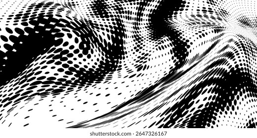 Plano de fundo gradiente de meio-tom do Grunge. Textura de ruído de grão desbotado. Papel de parede de areia branca e preta. Fundo retro pixelizado. Anime ou mangá estilo quadrinhos