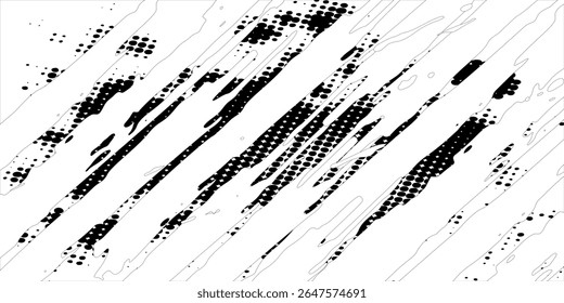 Plano de fundo gradiente de meio-tom do Grunge. Textura de ruído de grão desbotado. Papel de parede de areia branca e preta. Fundo retro pixelizado. Anime ou manga estilo história em quadrinhos. Modelo texturizado de design gráfico vetorial