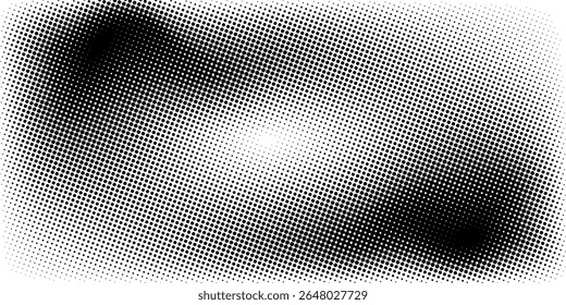 Plano de fundo gradiente de meio-tom do Grunge. Textura de ruído de grão desbotado. Papel de parede de areia branca e preta. Fundo retro pixelizado. Anime ou manga estilo história em quadrinhos. Modelo texturizado de design gráfico vetorial