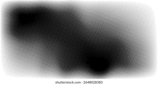 Grunge halftone gradient background. Faded grit noise texture. White and black sand wallpaper. Retro pixelated backdrop. Anime or manga style comic overlay. Vector graphic design textured template