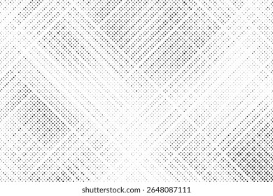 Grunge halftone gradient background. Faded grit noise texture. White and black sand wallpaper. Retro pixelated backdrop. Anime or manga style comic overlay. Vector graphic design textured template