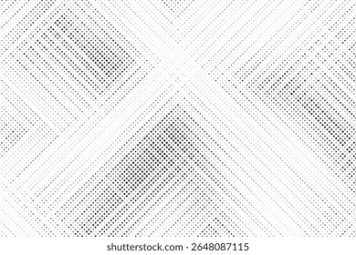 Grunge halftone gradient background. Faded grit noise texture. White and black sand wallpaper. Retro pixelated backdrop. Anime or manga style comic overlay. Vector graphic design textured template