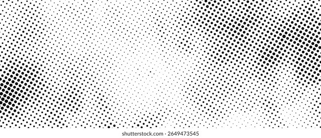 Plano de fundo gradiente de meio-tom do Grunge. Textura de ruído de grão desbotado. Papel de parede de areia branca e preta. Fundo retro pixelizado. Anime ou manga estilo história em quadrinhos. Modelo texturizado de design gráfico vetorial